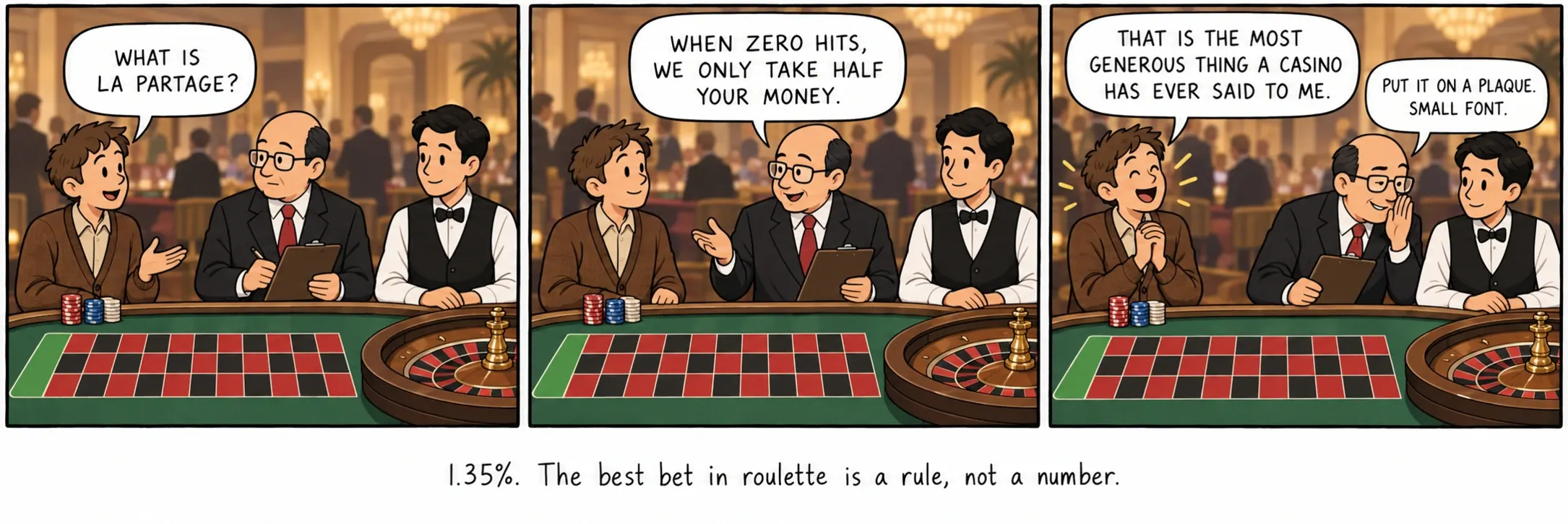 1.35%. Ang pinakamahusay na taya sa ruleta ay isang tuntunin, hindi isang numero.